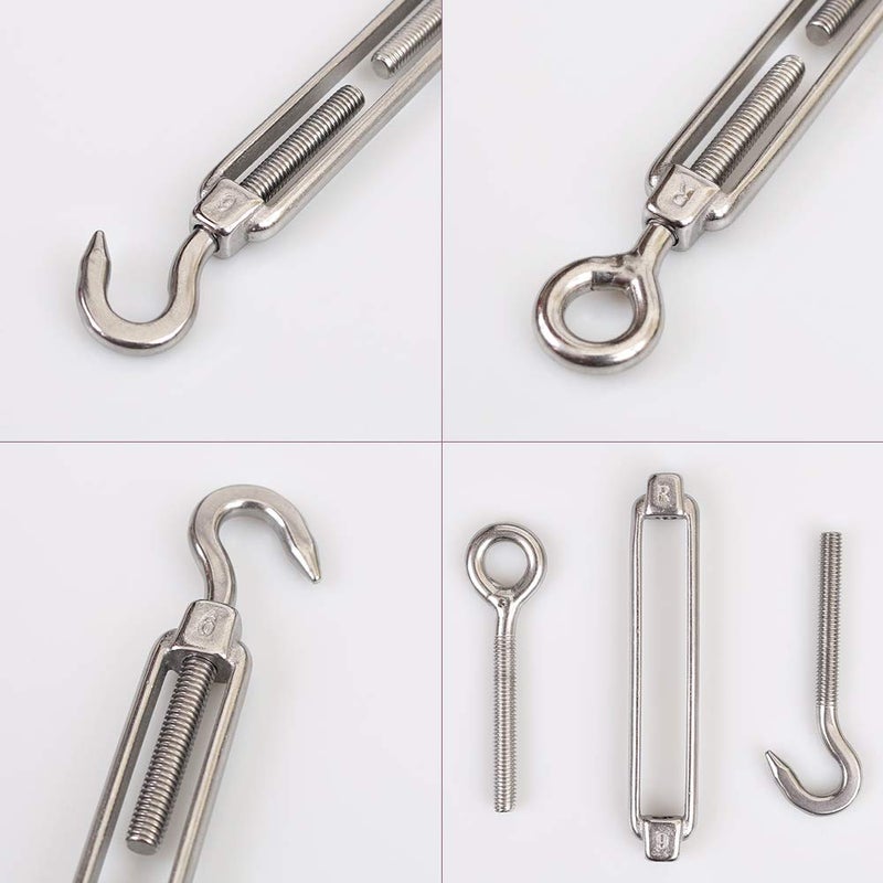 Cozihom, M6 Hook & Eye/C to O Turnbuckle 304 Stainless Steel, Hardware Kit for Wire Rope Tension Heavy Duty, for Sun Shade, Tent Installation, Anti-Rust, 6 Packs - Image 3